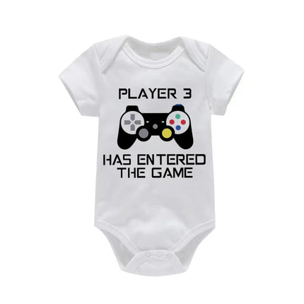 PLAYER 3 Newborn Romper Casual Short Sleeves Baby Boy Clothes Bodysuits Cartoon Graphic Toddler Girls Jumpsuits