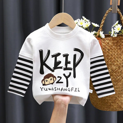 Spring and Autumn Children's T-Shirt Boys Girls Long-Sleeved Tops 0-5 Years Old Cartoon Base Layer Shirt Baby Children's Clothing