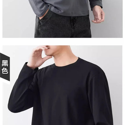 Fast Delivery T-Shirts Men Long Sleeves Tee Tops Male Autumn Plain Cotton T-shirts Plus Size 4XL 5XL Undershirts Man Clothing