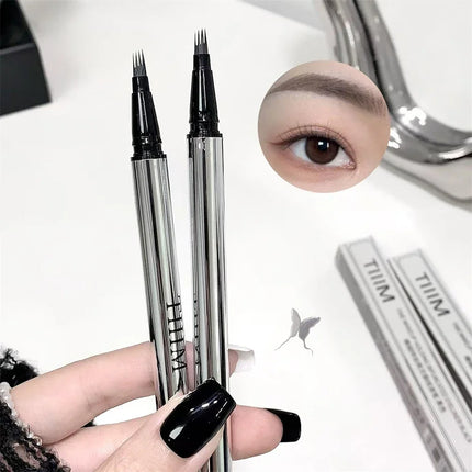 Waterproof Wild Eyebrow Pen 2/4 Separated Head Natural Brow Makeup Quick-Drying Creation of Ultra-Fine Lasting Liquid Eyebrow