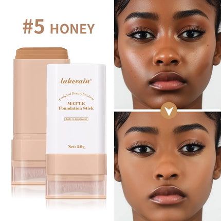 Skin Tint Foundation Stick with Brush Multi Use Matte Waterproof Long Lasting Oil Control Thin Coverage for Blemishes Concealer