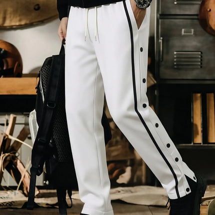 Men's Youth Tear Away Sweatpants Loose Fit Snap Button Athletic Jogger Basketball Pants with Pockets