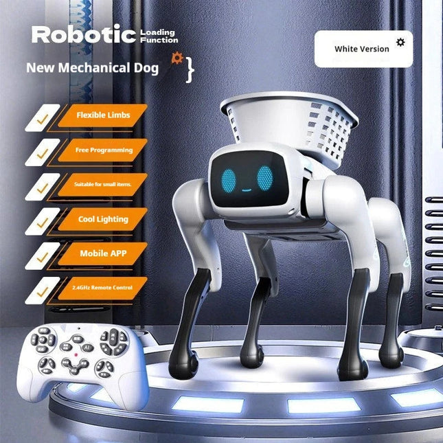 AI Programmable RC Robot Dog With Detachable Loading Basket Multifunctional Stunt Mechanical Pet Children Holiday Toy