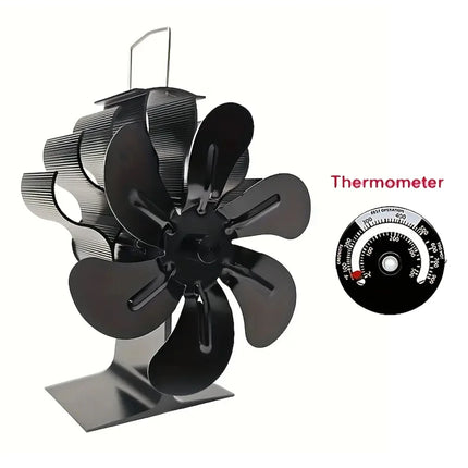 6leaf fireplace fan,winter warm home efficient heat distribution Winter fireplace fan Hot blast stove fan ecological quiet black