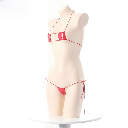 Sexy Three-Point Set Large Size Polyester Skin-Tight Bikini Set Dead Sea Water Leather Fabric Underwear Set for Women