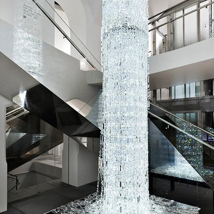 Crystal Spiral Stairs Chandelier Luxury Villa Staircase Chandelier Duplex Loft Hanging Lamp Customized Long Led Pendant Light