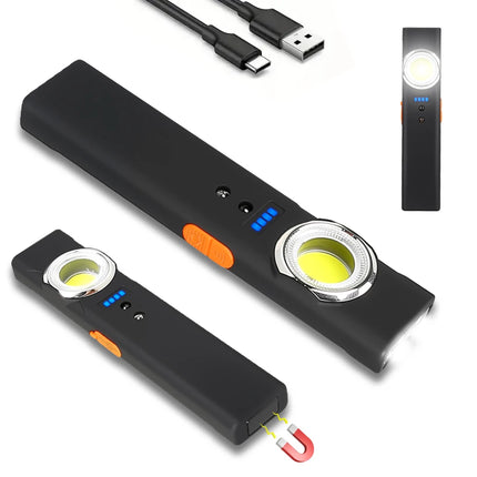 Portable RechargeableLED COB Dual Light Source Handheld Flashlights With 6 Lighting Modes/Magnet Mini Clip Flood Work Light