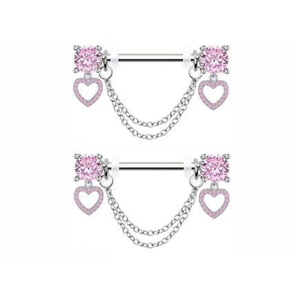 1Pair Pink Butterfly Nipple Piercing Jewelry Shiny Crystal Nipple Rings For Women Girls Heart Nipple Barbells Piercing Pezon
