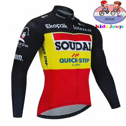 Soudal Quick Step Baby Cycling Clothing Children Long Sleeve Jersey Set Breathable Sportswear Kids Bicycle Maillot Ciclismo