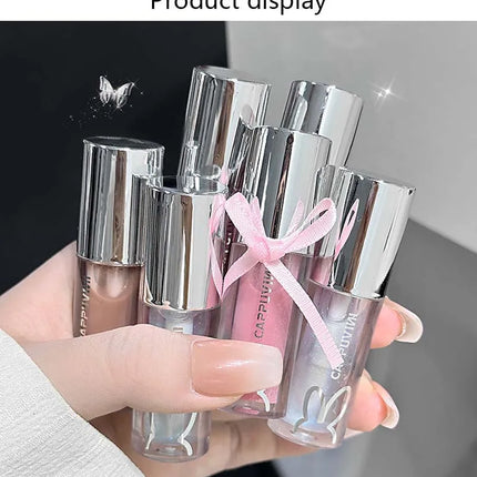 Brown Glitter Lip Glaze Lasting Shimmer Mirror Water Lip Gloss Waterproof Jelly Plumping Lipstick Make Up Moisturizing Lip Tint