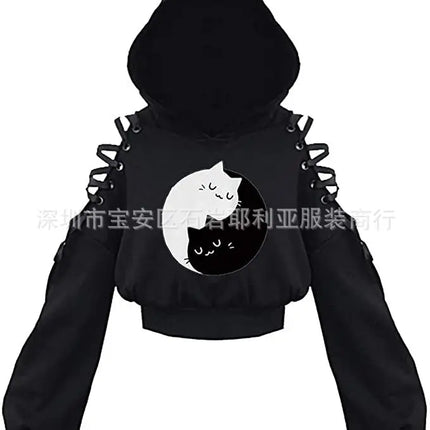 2021 Amazon European New Style Cute Cat Y-Back Sweatshirt Crew Neck China Made Other Patterned Hooded Sweatshirt For All Seasons