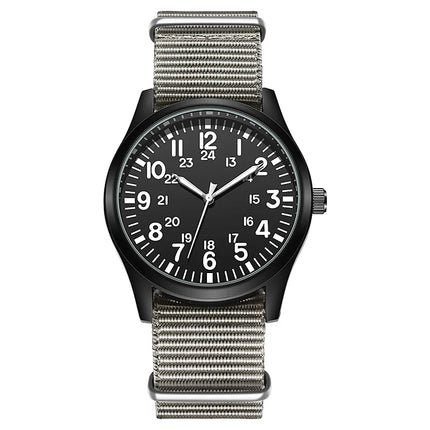 TPW Air Force Field Watch Fabric Strap 24 Hours Display Quartz Movement 42mm Dial