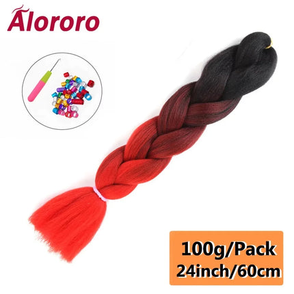 24 Inch Jumbo Braids for Hair Extensions Purple Synthetic Braiding Hair Accessories 100G/Pack Women DIY Hair for Crochet Braid