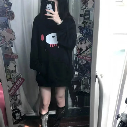 Autumn Lazy Women Casaul Gothic Sweatshirt Y2k Aesthetic Japanese Cartoon Print High Street Hoodied Harajuku Punk Clothes