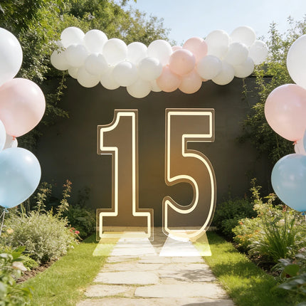 Large Size Warm White LED Neon Numbers Sign 76cm/100cm Stand up & Wall Mounted for Birthday Wedding Celebration Party Decor