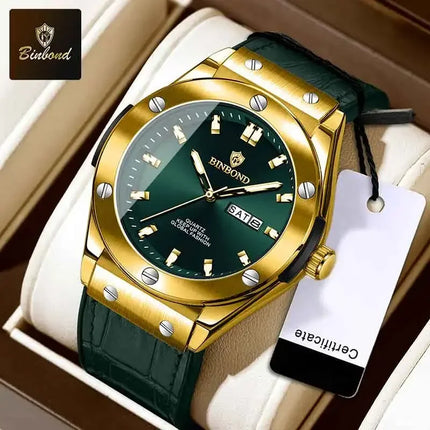BINBOND Top Brand Business Classic Men's Watches Waterproof Date Week Luxurious Luminous Multifunction Fashion Male Quartz Watch