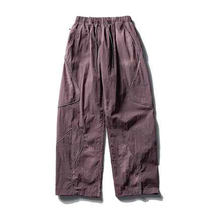 Men Outdoor Lightweight Functional Reflective Stripe Quick Dry Ultra Loose Casual Cargo Pants Women Oversize Baggy Pant Trouser