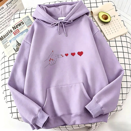 Harajuku Hand with Love Print Hoodies Spring Autumn Winter Casual Hoodies Sweatshirts Men Women Long Sleeve Clothes