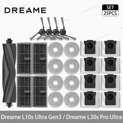 Dreame L10s Ultra Gen3 / L30s Pro Ultra Robot Vacuum Cleaner Accessories Main Side Brush Mop Cloth Hepa Filter Dust Bag Spare