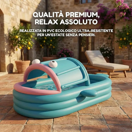 Jumbo Whale-Shaped Inflatable Pool, Family-Sized Water Fun, Perfect for Outdoor Summer Gatherings, Ideal for Kids and