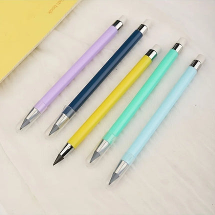 24pcs Round Everlasting Pencils No Sharpening Breakage Anti-Loose Lead with Eraser HB Inkless Art Drawing Stationery Special Pen