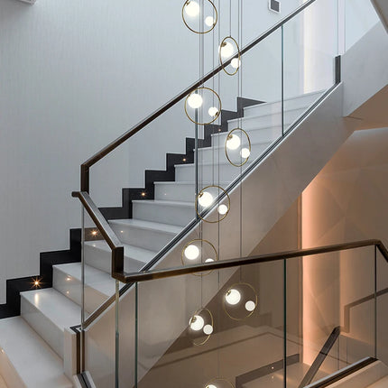 Chandelier for Staircase Hanging Lamp Modern Pendant Luster Lighting for Living room Led Ceiling Lamps Ring Stairs Loft Lighting