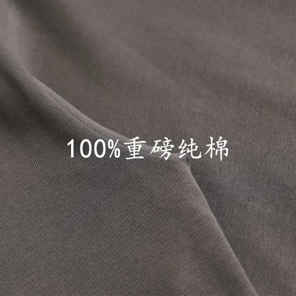 American Heavy 400g Short-sleeved T-shirt Men's Pure Cotton Loose Bottoming Shirt Round Neck Solid Color Long-sleeved Women
