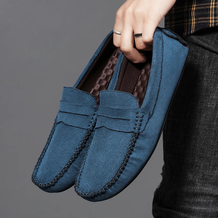 Fashion Suede Men Casual Shoes Breathable Leather Mens Loafers Slip on Male Driving Shoes Luxury Brand Comfortable Boat Shoes
