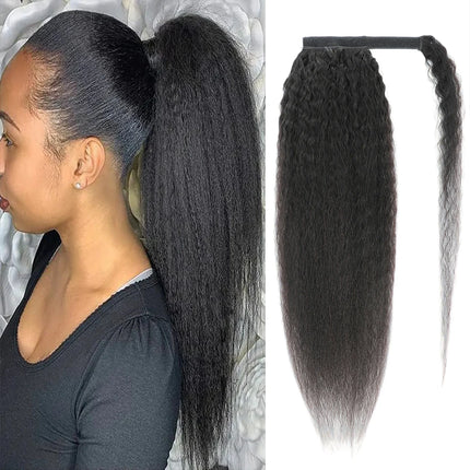 8-26 Inch Long Clip In Ponytail Hair Extension Ponytail Wrap Drawstring Hair Kinky Straight Drawstring Ponytail Human Hair Extensions 100g 160g Remy Mongolian Natural Hair Kinky Straight Ponytail Wrap Drawstring Human Hair Ex