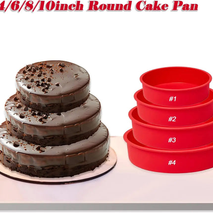 4/6/8/10 Inch Round Silicone Cake Mold Baking Pan for Mousse Fondant Pastry Dessert Jelly Reusable Non-Stick Cylinder Mold