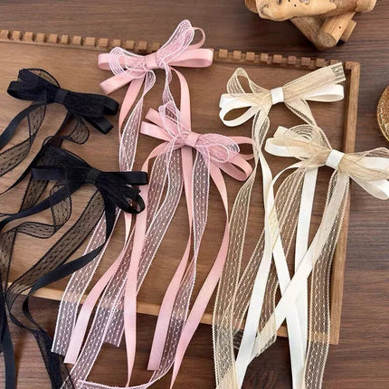 Fashion Bow Ribbon Hair Clips For Women Girls Lace Hairpins Barrettes Set Korean Bow Clips Party Hair Accessories Headwear Gifts
