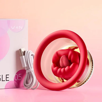 Breast Massage Vibrator with Suction Head Tongue Clitoris Stimulator AV Breast Corrector Female Self Pleasure Toy