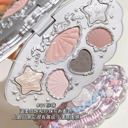 Flower Know Shell Pearl Collection Eyeshadow Palette Eye Glitter Make Up Palette Long Lasting 6 Color Eye Shadow Cosmetics