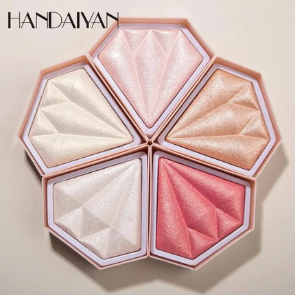 Natural Diamond Highlighter Powder 5 Color Shimmer Contour Nose Shadow Brightening Face Makeup Cosmetics Palette