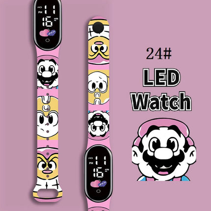 Mario Kids LED Watch Waterproof Touch Digital Bracelet Sports Wristwatch Anime Cartoon Children's Watch For Birthday Gift