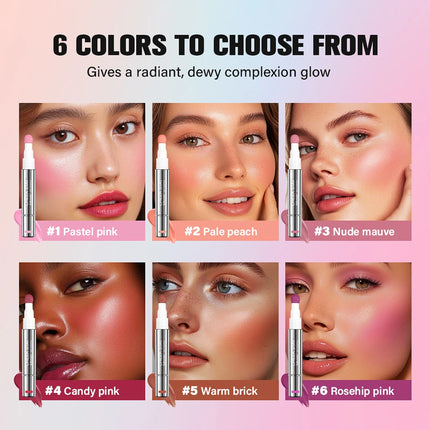 Cheek Blusher All-Day Liquid Blush Long-Lasting Buildable Ultra-Blendable Blush Liquid New Sponge Applicator Cheek Stain Makeup