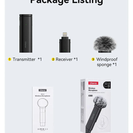 Ulanzi VM-10 Wireless Lavalier Microphone Portable Audio Video Recording Mic For iPhone 16 15 14 Android Live Broadcast Gaming