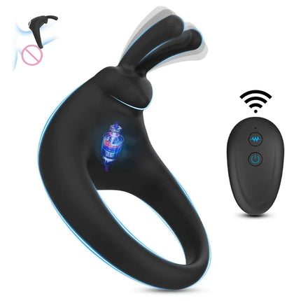 Penis Ring Vibrator Wireless Remote Control Clitoris Stimulation Delay Ejaculation Enlargement Erection For Men- VIBRATEUR