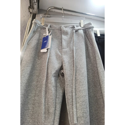 Men's Grey Wide Leg Sweat Pants Casual Drawstring Waist Baggy Curved Sweatpants Streetwear Vintage Barrel Pants Oversized