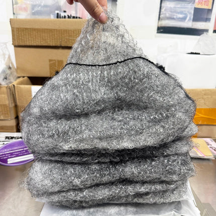 20inch Grey Afro Kinky Human Hair Bulk 50gram/Pack Micro Twist Braiding Extensions Peruvian Remy Hair Bulk for Locs Extensions