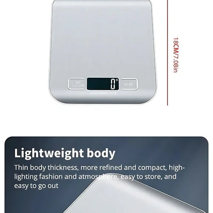 5kg/1g Digital Kitchen Scale LED Stainless Steel High-precision Electronic Scales Home Jewelry Food Weighing Baking Tools