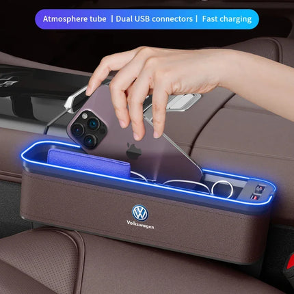 Car USB Charging Multifunction Seat Crevice Storage Box For Volkswagen Amarok Tiguan Polo Jetta GTI Golf Passat Touareg Magotan