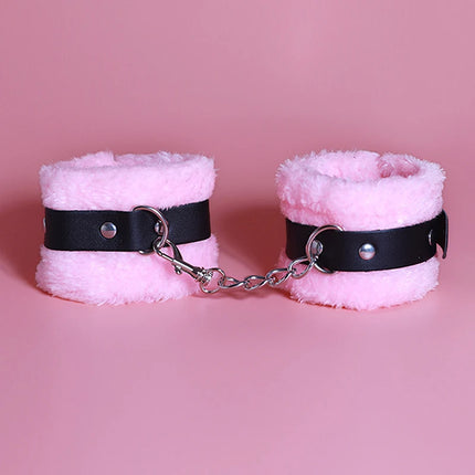 New 1Pc/set Handcuffs Adjustable PU Leather Plush Blindfold Masks Restraints Bondage Anal Plug Sex Toy For Women Adults Games