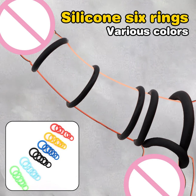 3/6Pcs Silicone Lock Ring for Men Ejaculation Delay Screw Eye Penis Ring Foreskin Hindrance Adult Sexual Health Product