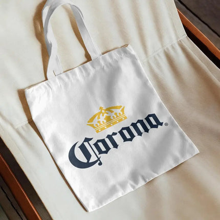 C-CoronaS E-Extra Beer Storage Bags Canvas Double-Sided Print Handbag Daily Lightweight Shopping Tote Bag Eco-Friendly