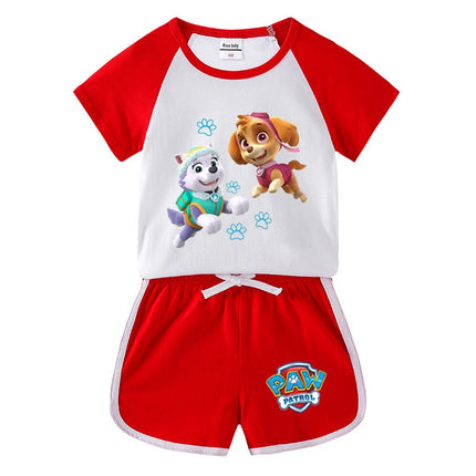 Children's Summer Pajama Set Kids Cartoon PAW Patrol T-shirt+Shorts Sets Boys Cotton Tops+Shorts 2Pcs Baby Boys Girls Sport Suit