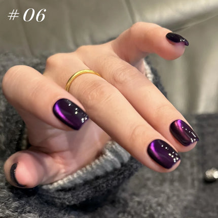 MN 10ml 1-12pcs 2025 Autumn Blue Brown Cat Eye Gel Nail Polish Popular Flash Chocolate Glass Beads Nails Black Nails Christmas