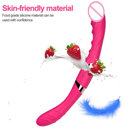 Lesbian Masturbation Vibrators Female Sex Toy 12 Frequency Double Ended Vibrating Massage Stick Silicone Dildo Plug Vibrator