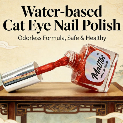 WA510 Lucky- 12ml No-bake Cat's Eye Water-based Nail Polish, Oderless, With a magnet, dry quickly No need UV lamp, easy to tear