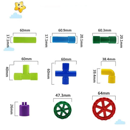Pipe Building Toys, Early Learning Educational Tubular Pipes, Kids Building Blocks, STEM Toys for 3 Year Old + Boys and Girls
